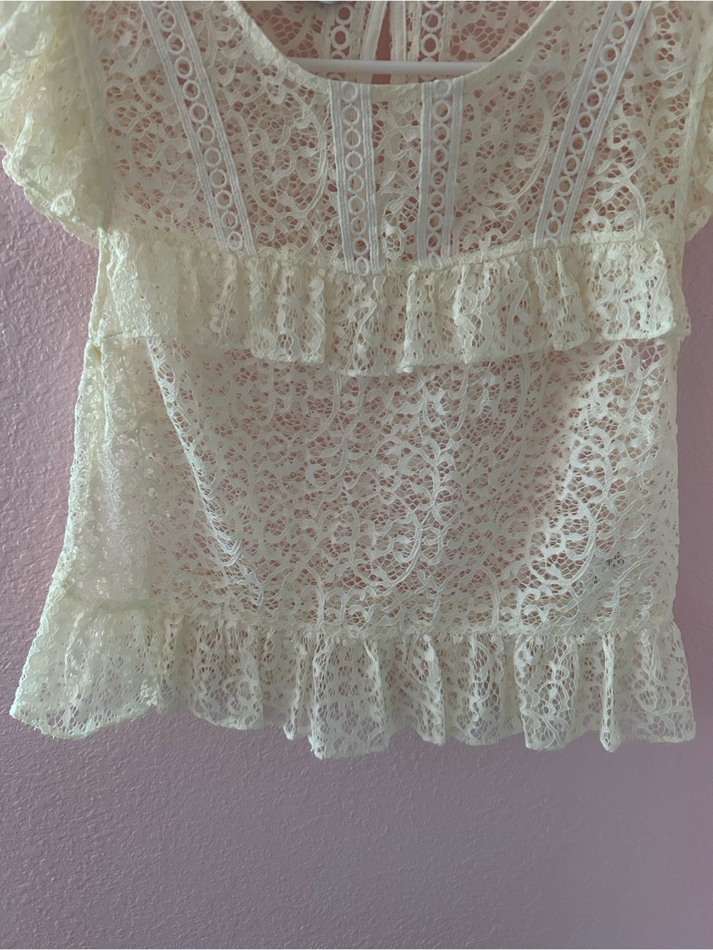 bebe Cream Lace Ruffle Top - Picture 5 of 5
